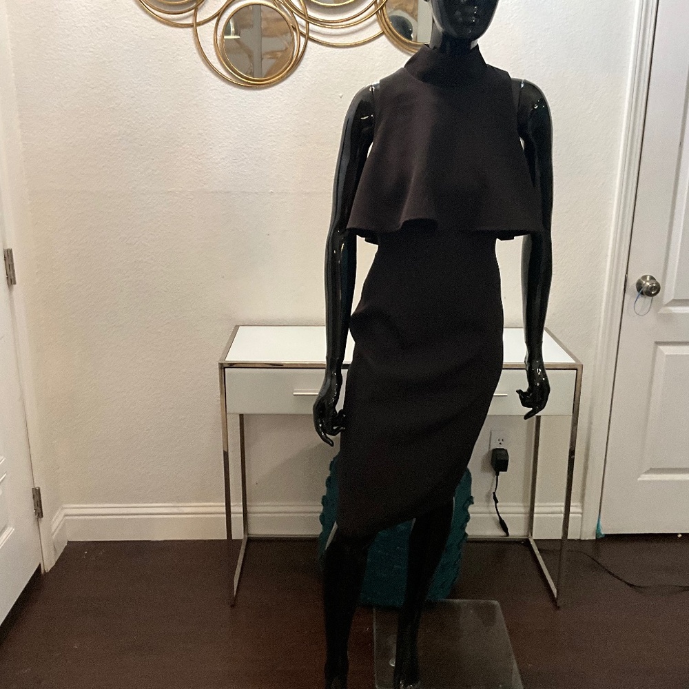 NWOT SEXY SLEEVELESS PENCIL STYLE DRESS W/ BELERO FLOW ATTACHED TOP L ♥️♥️♥️